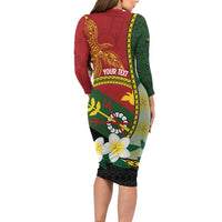 Personalised PNG Simbu Provins Family Matching Long Sleeve Bodycon Dress and Hawaiian Shirt Papua New Guinea Plumeria Melanesian Pattern LT14 - Polynesian Pride