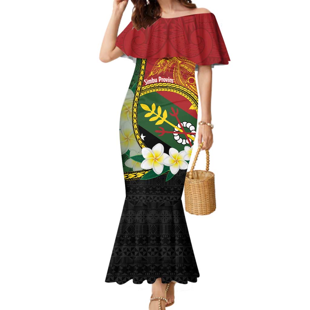 Personalised PNG Simbu Provins Family Matching Mermaid Dress and Hawaiian Shirt Papua New Guinea Plumeria Melanesian Pattern LT14 Mom's Dress Green - Polynesian Pride