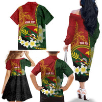 Personalised PNG Simbu Provins Family Matching Off The Shoulder Long Sleeve Dress and Hawaiian Shirt Papua New Guinea Plumeria Melanesian Pattern LT14 - Polynesian Pride