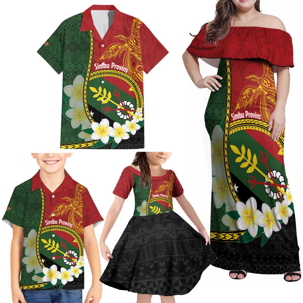 Personalised PNG Simbu Provins Family Matching Off Shoulder Maxi Dress and Hawaiian Shirt Papua New Guinea Plumeria Melanesian Pattern LT14 - Polynesian Pride