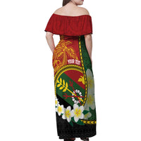 Personalised PNG Simbu Provins Family Matching Off Shoulder Maxi Dress and Hawaiian Shirt Papua New Guinea Plumeria Melanesian Pattern LT14 - Polynesian Pride