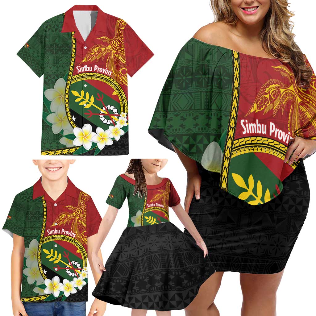 Personalised PNG Simbu Provins Family Matching Off Shoulder Short Dress and Hawaiian Shirt Papua New Guinea Plumeria Melanesian Pattern LT14 - Polynesian Pride