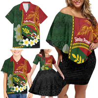 Personalised PNG Simbu Provins Family Matching Off Shoulder Short Dress and Hawaiian Shirt Papua New Guinea Plumeria Melanesian Pattern LT14 - Polynesian Pride