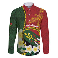 Personalised PNG Simbu Provins Family Matching Off Shoulder Short Dress and Hawaiian Shirt Papua New Guinea Plumeria Melanesian Pattern LT14 Dad's Shirt - Long Sleeve Green - Polynesian Pride