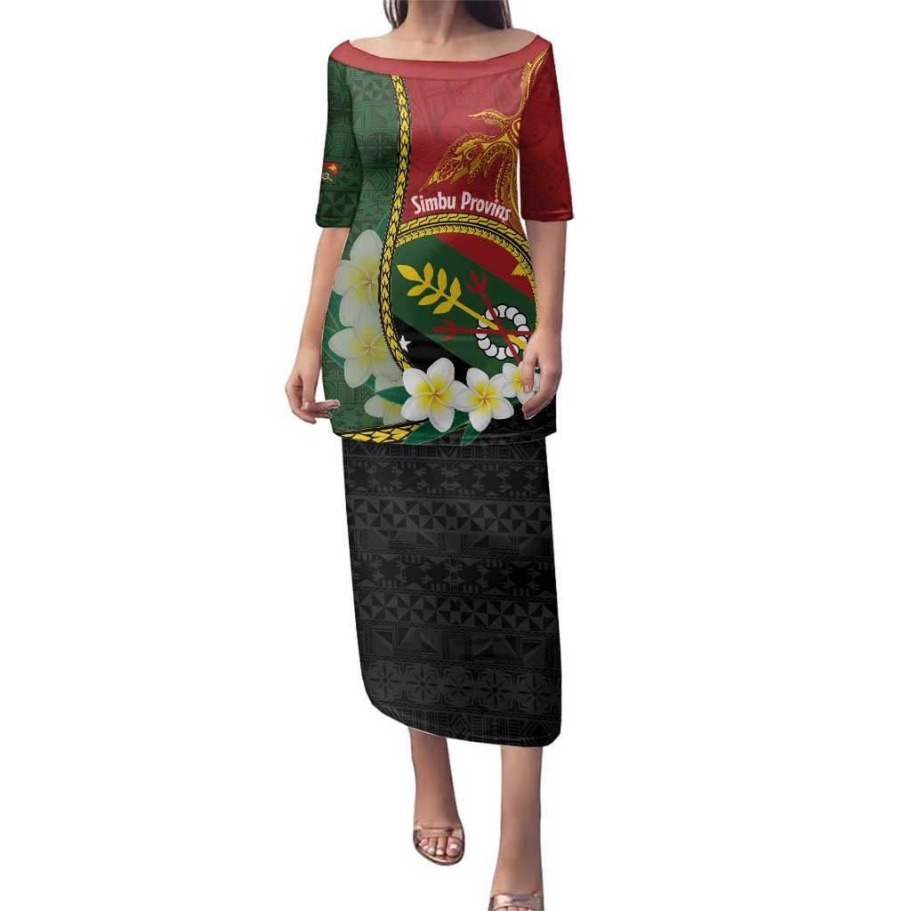 Personalised PNG Simbu Provins Family Matching Puletasi and Hawaiian Shirt Papua New Guinea Plumeria Melanesian Pattern LT14 Mom's Dress Green - Polynesian Pride