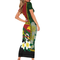 Personalised PNG Simbu Provins Family Matching Short Sleeve Bodycon Dress and Hawaiian Shirt Papua New Guinea Plumeria Melanesian Pattern LT14 - Polynesian Pride