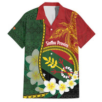Personalised PNG Simbu Provins Family Matching Summer Maxi Dress and Hawaiian Shirt Papua New Guinea Plumeria Melanesian Pattern LT14 Dad's Shirt - Short Sleeve Green - Polynesian Pride