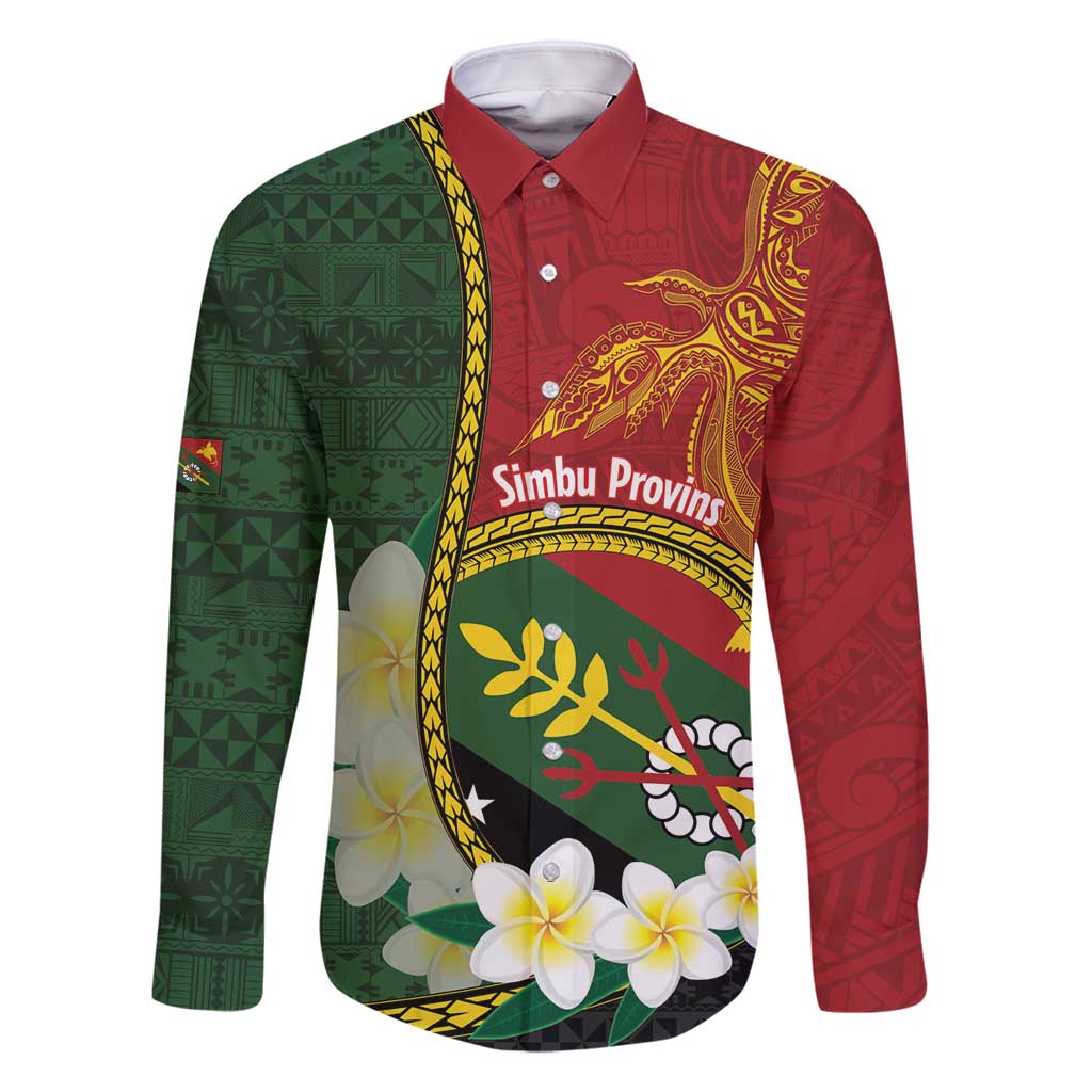 Personalised PNG Simbu Provins Family Matching Summer Maxi Dress and Hawaiian Shirt Papua New Guinea Plumeria Melanesian Pattern LT14 Dad's Shirt - Long Sleeve Green - Polynesian Pride