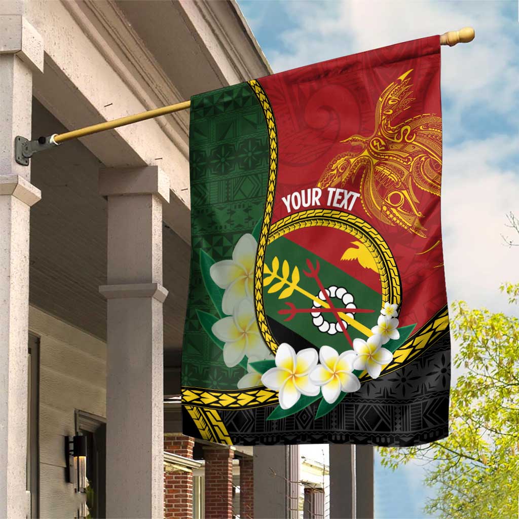 Personalised PNG Simbu Provins Garden Flag Papua New Guinea Plumeria Melanesian Pattern LT14 House Flag Green - Polynesian Pride