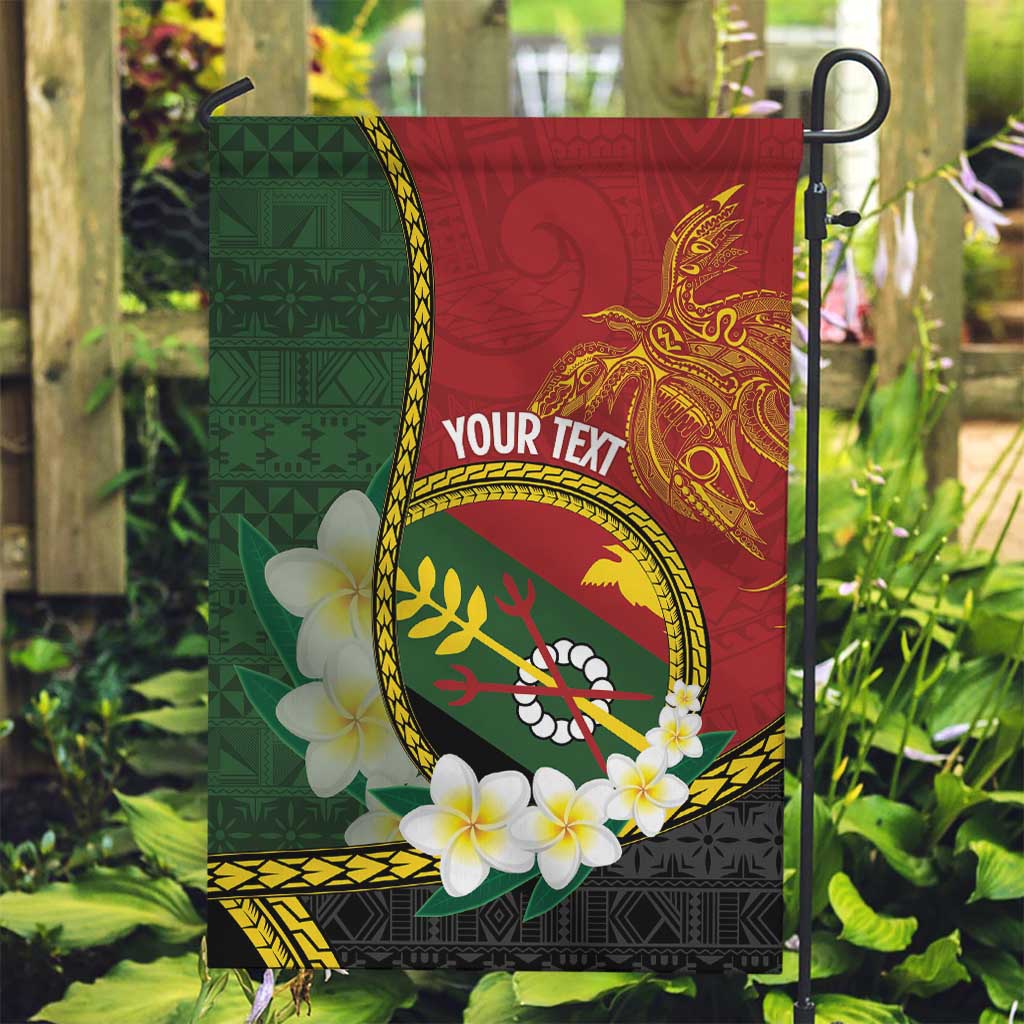 Personalised PNG Simbu Provins Garden Flag Papua New Guinea Plumeria Melanesian Pattern LT14 Garden Flag Green - Polynesian Pride