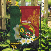 Personalised PNG Simbu Provins Garden Flag Papua New Guinea Plumeria Melanesian Pattern LT14 Garden Flag Green - Polynesian Pride