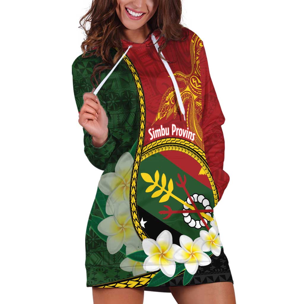 Personalised PNG Simbu Provins Hoodie Dress Papua New Guinea Plumeria Melanesian Pattern - Polynesian Pride
