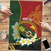 Personalised PNG Simbu Provins Puzzle Papua New Guinea Plumeria Melanesian Pattern LT14 Green - Polynesian Pride