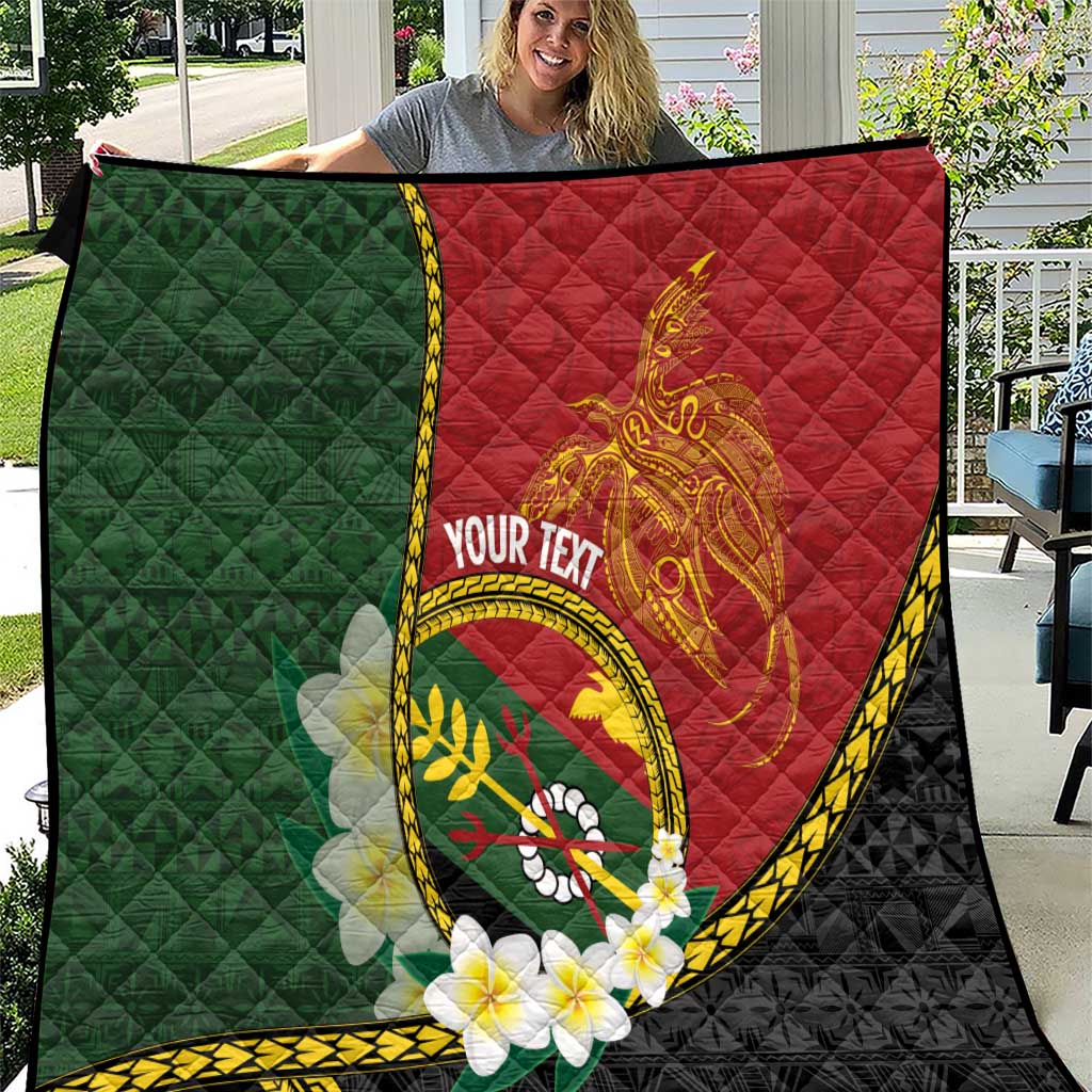 Personalised PNG Simbu Provins Quilt Papua New Guinea Plumeria Melanesian Pattern LT14 Green - Polynesian Pride