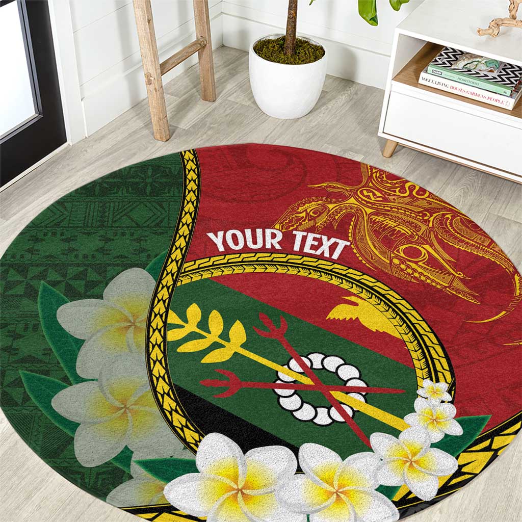 Personalised PNG Simbu Provins Round Carpet Papua New Guinea Plumeria Melanesian Pattern LT14 Green - Polynesian Pride