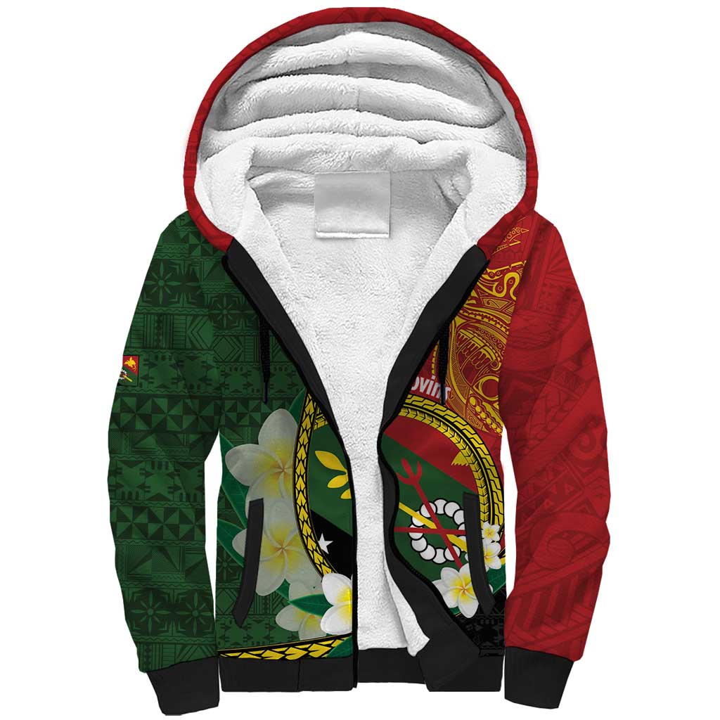 Personalised PNG Simbu Provins Sherpa Hoodie Papua New Guinea Plumeria Melanesian Pattern - Polynesian Pride