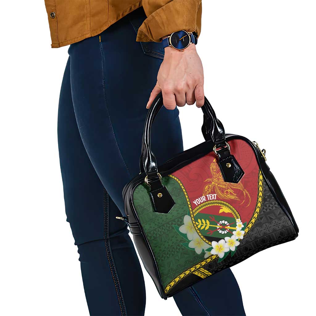 Personalised PNG Simbu Provins Shoulder Handbag Papua New Guinea Plumeria Melanesian Pattern - Polynesian Pride