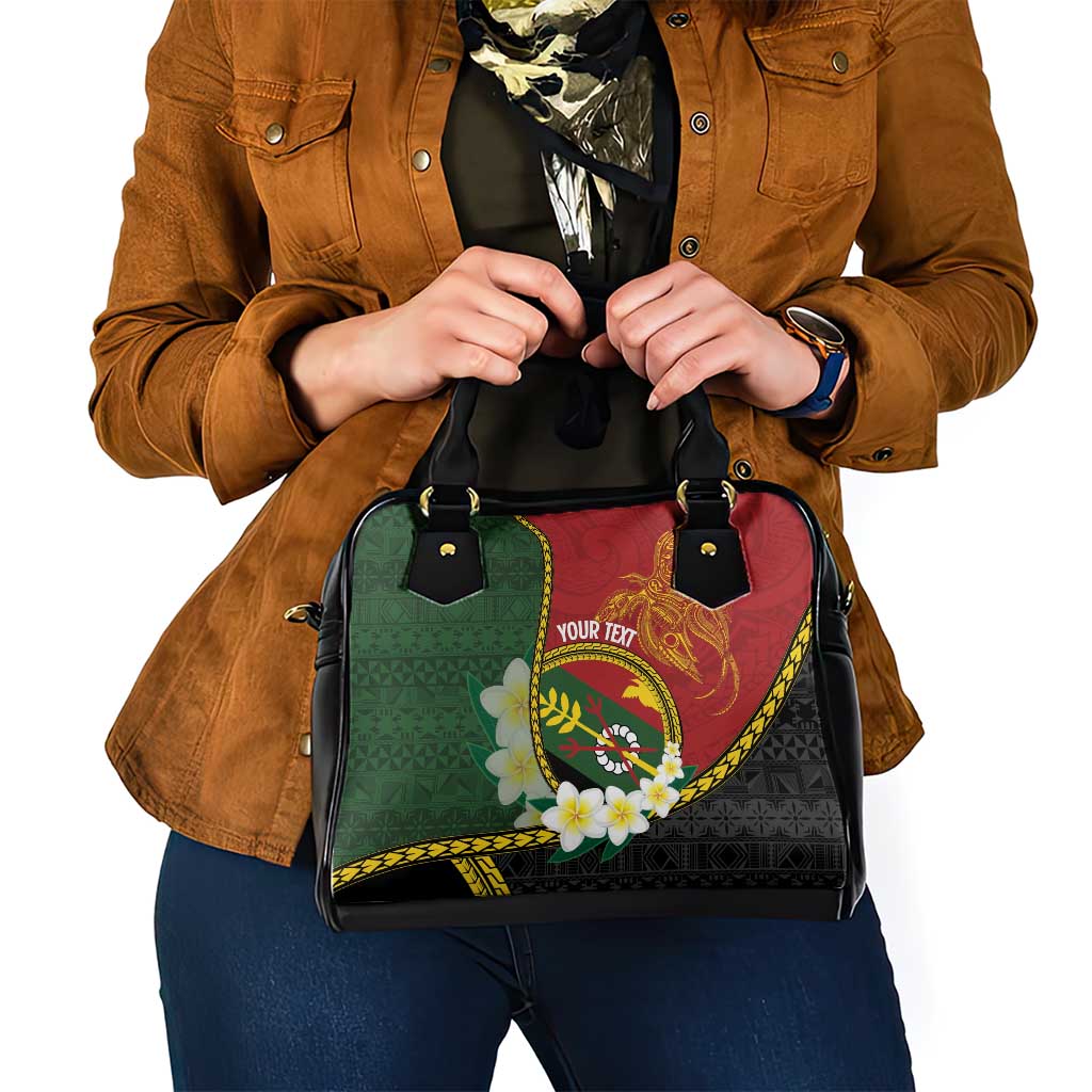 Personalised PNG Simbu Provins Shoulder Handbag Papua New Guinea Plumeria Melanesian Pattern - Polynesian Pride