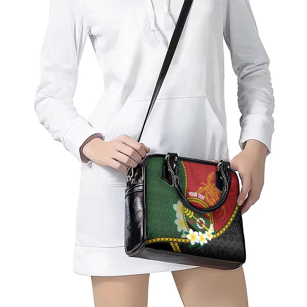 Personalised PNG Simbu Provins Shoulder Handbag Papua New Guinea Plumeria Melanesian Pattern - Polynesian Pride