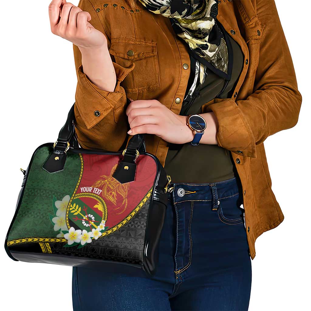 Personalised PNG Simbu Provins Shoulder Handbag Papua New Guinea Plumeria Melanesian Pattern - Polynesian Pride