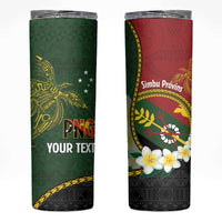 Personalised PNG Simbu Provins Skinny Tumbler Papua New Guinea Plumeria Melanesian Pattern LT14 Green - Polynesian Pride