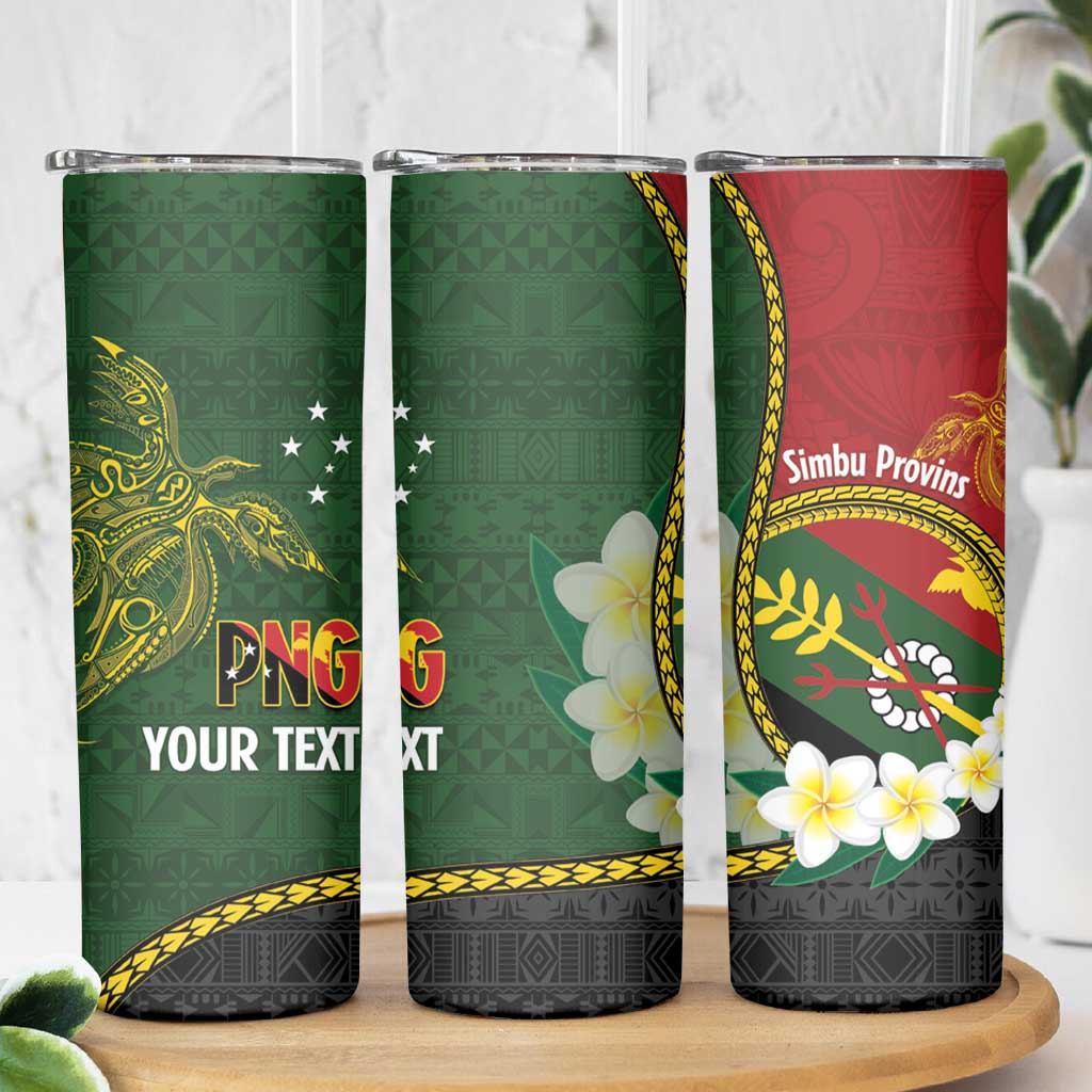 Personalised PNG Simbu Provins Skinny Tumbler Papua New Guinea Plumeria Melanesian Pattern LT14 - Polynesian Pride