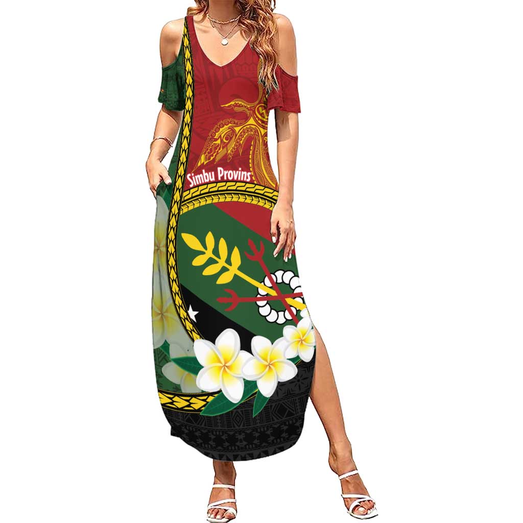 Personalised PNG Simbu Provins Summer Maxi Dress Papua New Guinea Plumeria Melanesian Pattern - Polynesian Pride