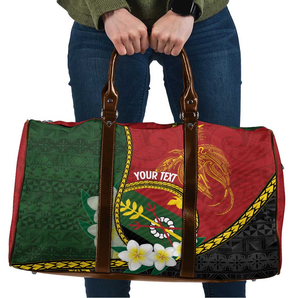 Personalised PNG Simbu Provins Travel Bag Papua New Guinea Plumeria Melanesian Pattern - Polynesian Pride