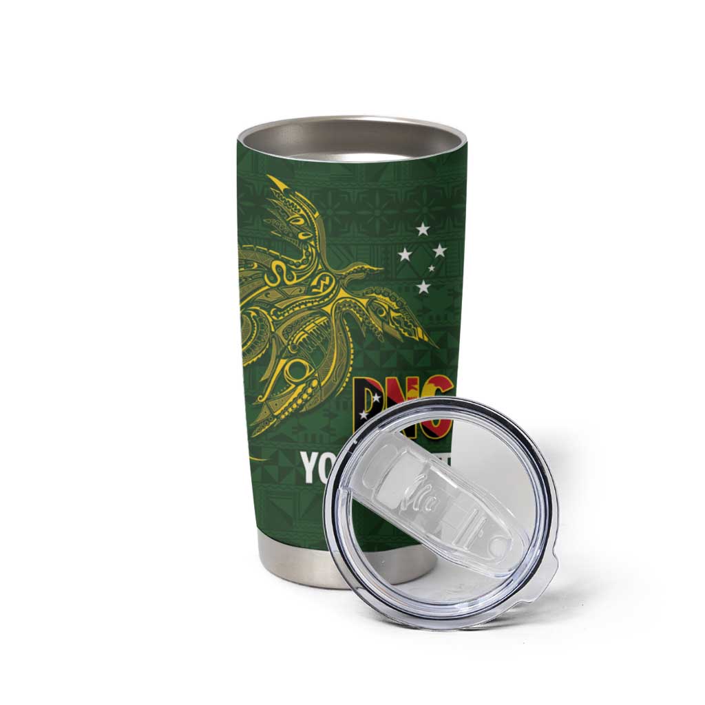 Personalised PNG Simbu Provins Tumbler Cup Papua New Guinea Plumeria Melanesian Pattern - Polynesian Pride