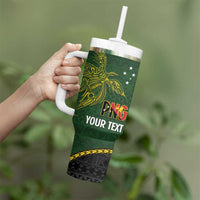 Personalised PNG Simbu Provins Tumbler With Handle Papua New Guinea Plumeria Melanesian Pattern - Polynesian Pride