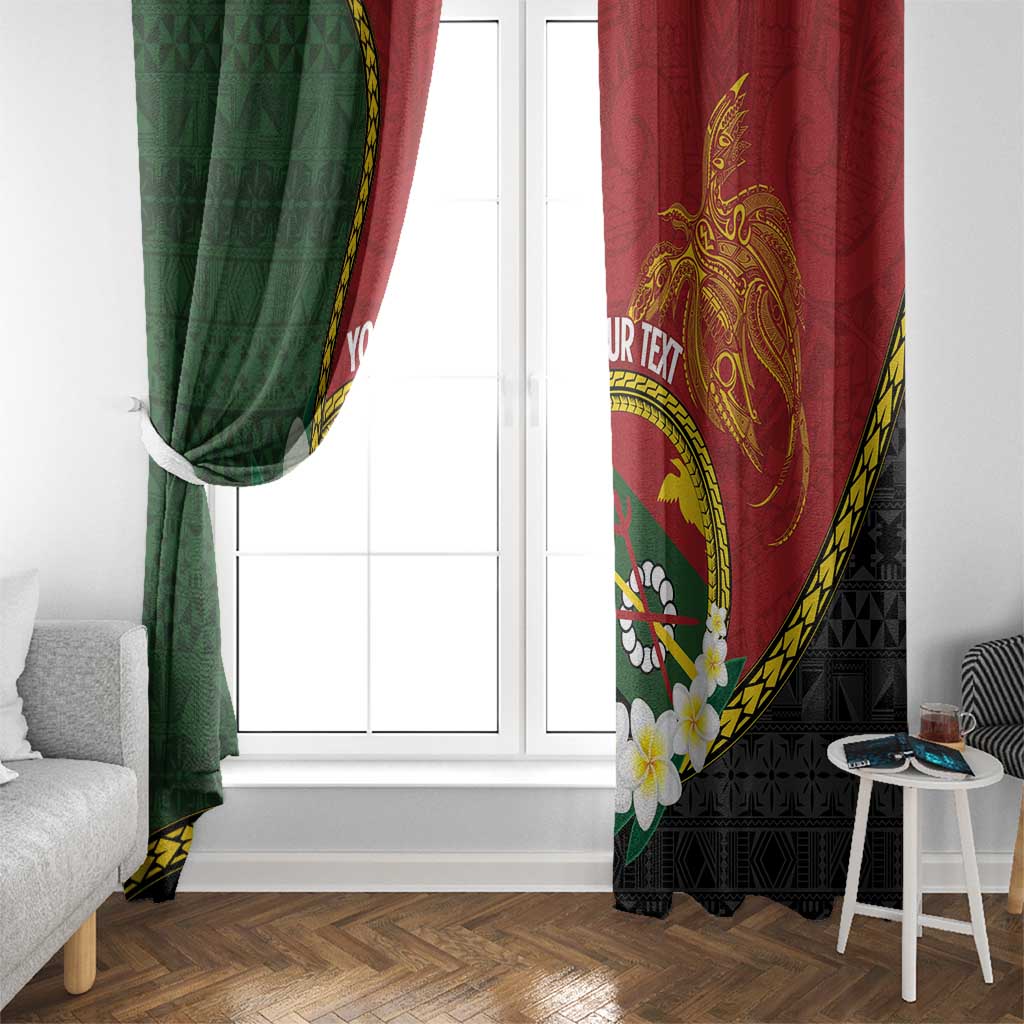 Personalised PNG Simbu Provins Window Curtain Papua New Guinea Plumeria Melanesian Pattern - Polynesian Pride