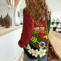 Personalised PNG Simbu Provins Women Casual Shirt Papua New Guinea Plumeria Melanesian Pattern LT14 - Polynesian Pride