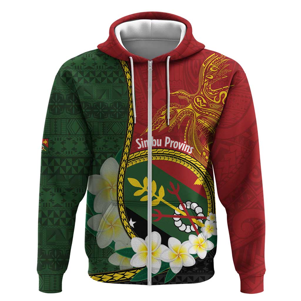 Personalised PNG Simbu Provins Zip Hoodie Papua New Guinea Plumeria Melanesian Pattern LT14 Zip Hoodie Green - Polynesian Pride