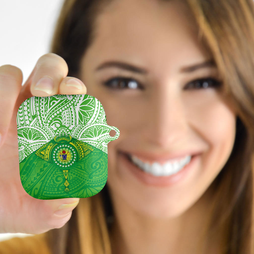 Cook Islands Manta Ray AirPods Case Kuki Airani Tattoo Green Color LT14 - Polynesian Pride