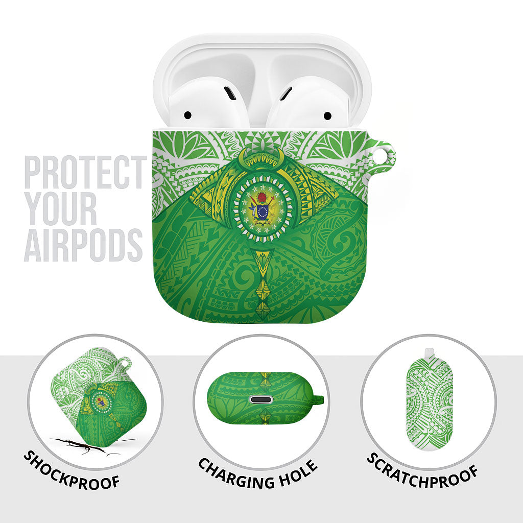 Cook Islands Manta Ray AirPods Case Kuki Airani Tattoo Green Color LT14 - Polynesian Pride