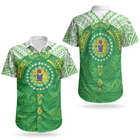 Cook Islands Manta Ray Couples Matching Puletasi and Hawaiian Shirt Kuki Airani Tattoo Green Color LT14 - Polynesian Pride