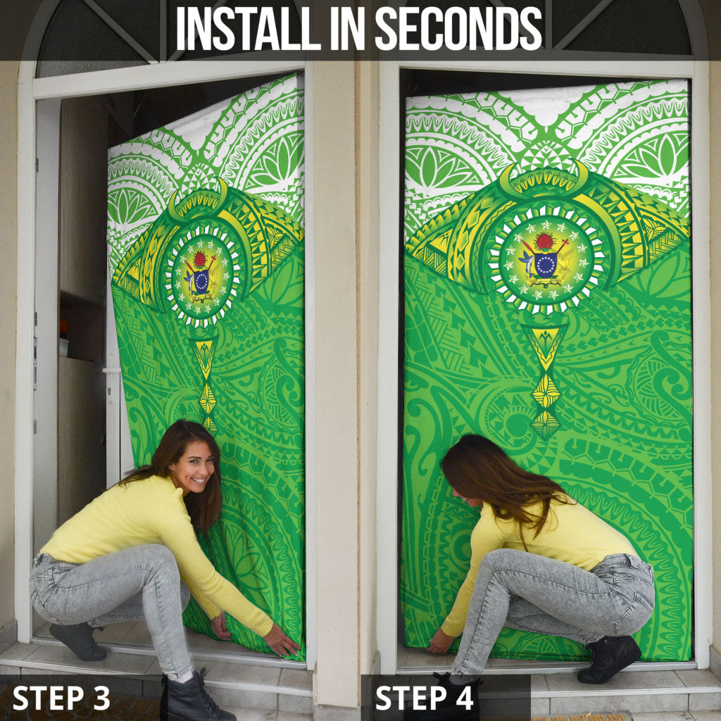 Cook Islands Manta Ray Door Cover Kuki Airani Tattoo Green Color LT14 - Polynesian Pride