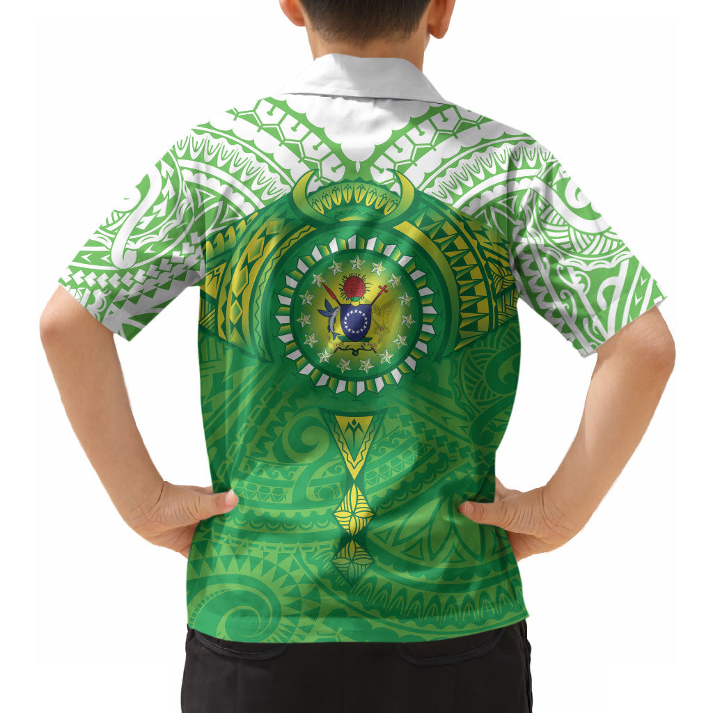 Cook Islands Manta Ray Hawaiian Shirt Kuki Airani Tattoo Green Color LT14 - Polynesian Pride