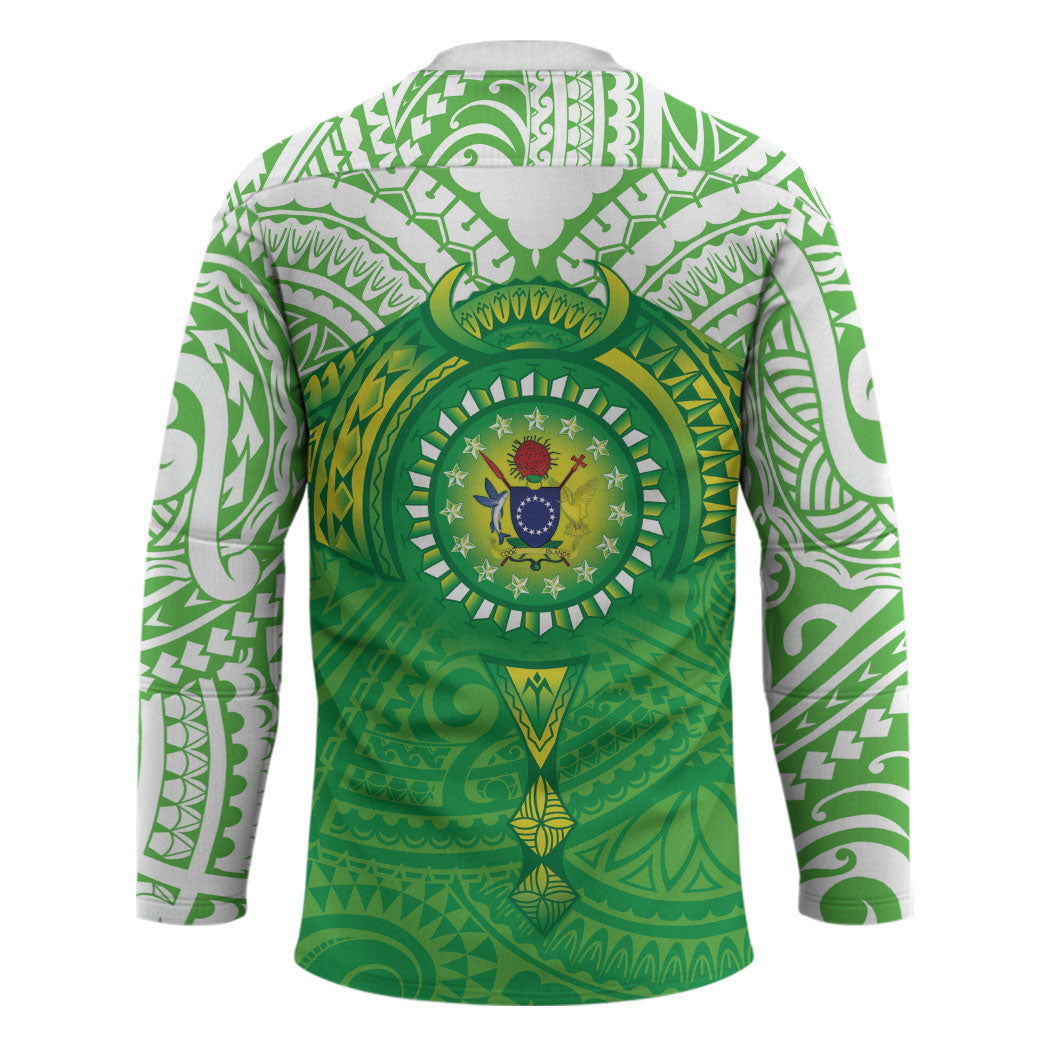 Cook Islands Manta Ray Hockey Jersey Kuki Airani Tattoo Green Color LT14 - Polynesian Pride
