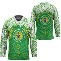 Cook Islands Manta Ray Hockey Jersey Kuki Airani Tattoo Green Color LT14 - Polynesian Pride