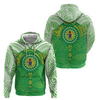 Cook Islands Manta Ray Hoodie Kuki Airani Tattoo Green Color LT14 - Polynesian Pride