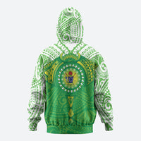 Cook Islands Manta Ray Hoodie Kuki Airani Tattoo Green Color LT14 - Polynesian Pride