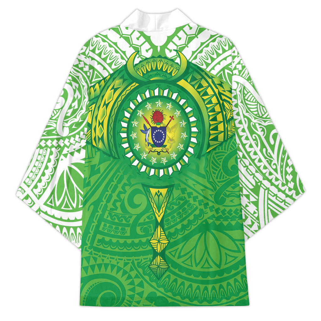 Cook Islands Manta Ray Kimono Kuki Airani Tattoo Green Color LT14 - Polynesian Pride