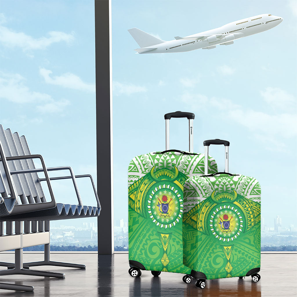 Cook Islands Manta Ray Luggage Cover Kuki Airani Tattoo Green Color LT14 - Polynesian Pride