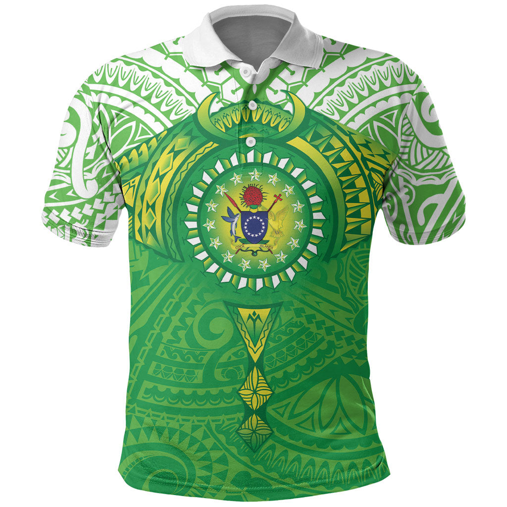 Cook Islands Manta Ray Polo Shirt Kuki Airani Tattoo Green Color