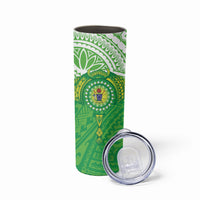 Cook Islands Manta Ray Skinny Tumbler Kuki Airani Tattoo Green Color LT14 - Polynesian Pride