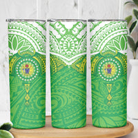 Cook Islands Manta Ray Skinny Tumbler Kuki Airani Tattoo Green Color LT14 - Polynesian Pride