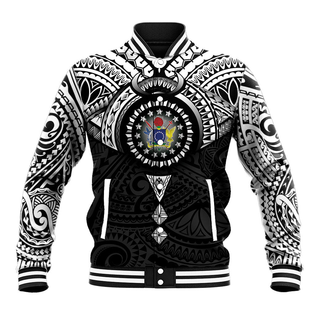 Cook Islands Manta Ray Baseball Jacket Kuki Airani Tattoo Black Color
