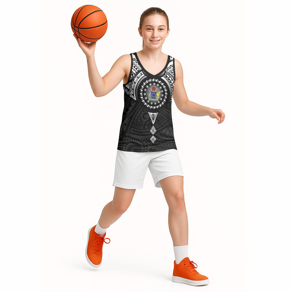 Cook Islands Manta Ray Basketball Jersey Kuki Airani Tattoo Black Color LT14 - Polynesian Pride