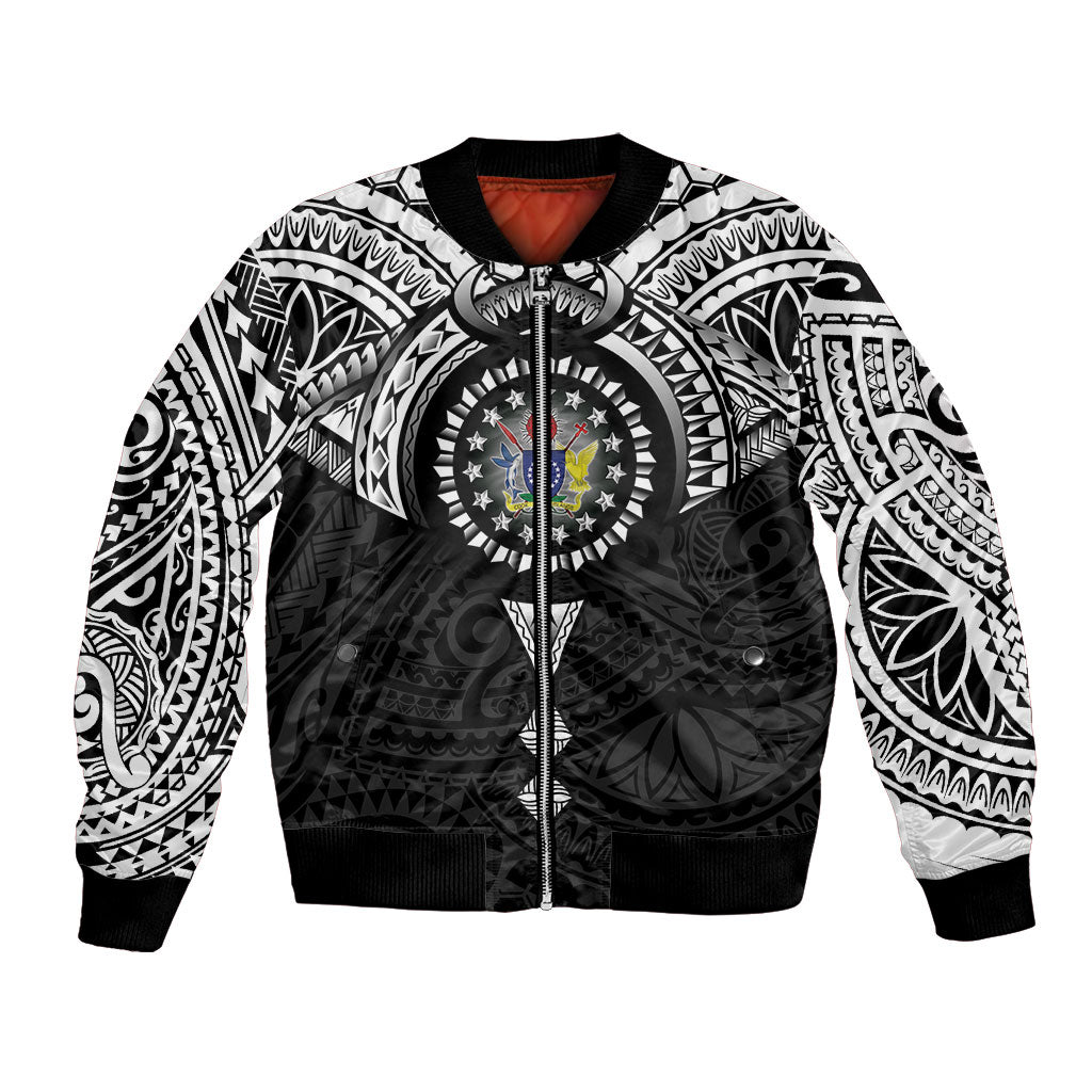 Cook Islands Manta Ray Bomber Jacket Kuki Airani Tattoo Black Color LT14 Unisex Black - Polynesian Pride